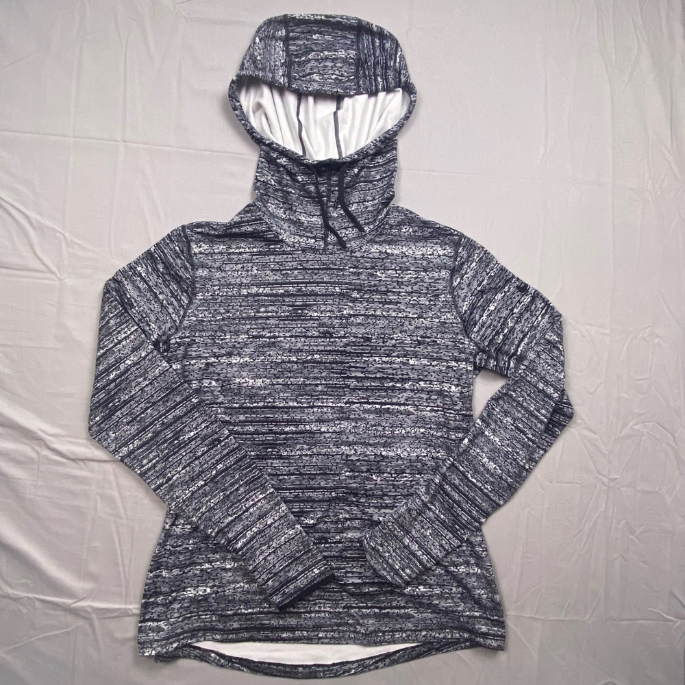 Nike Pro Dri-FIT Hoodie Womens XL Black White Space Dye Pullover Athletic Top